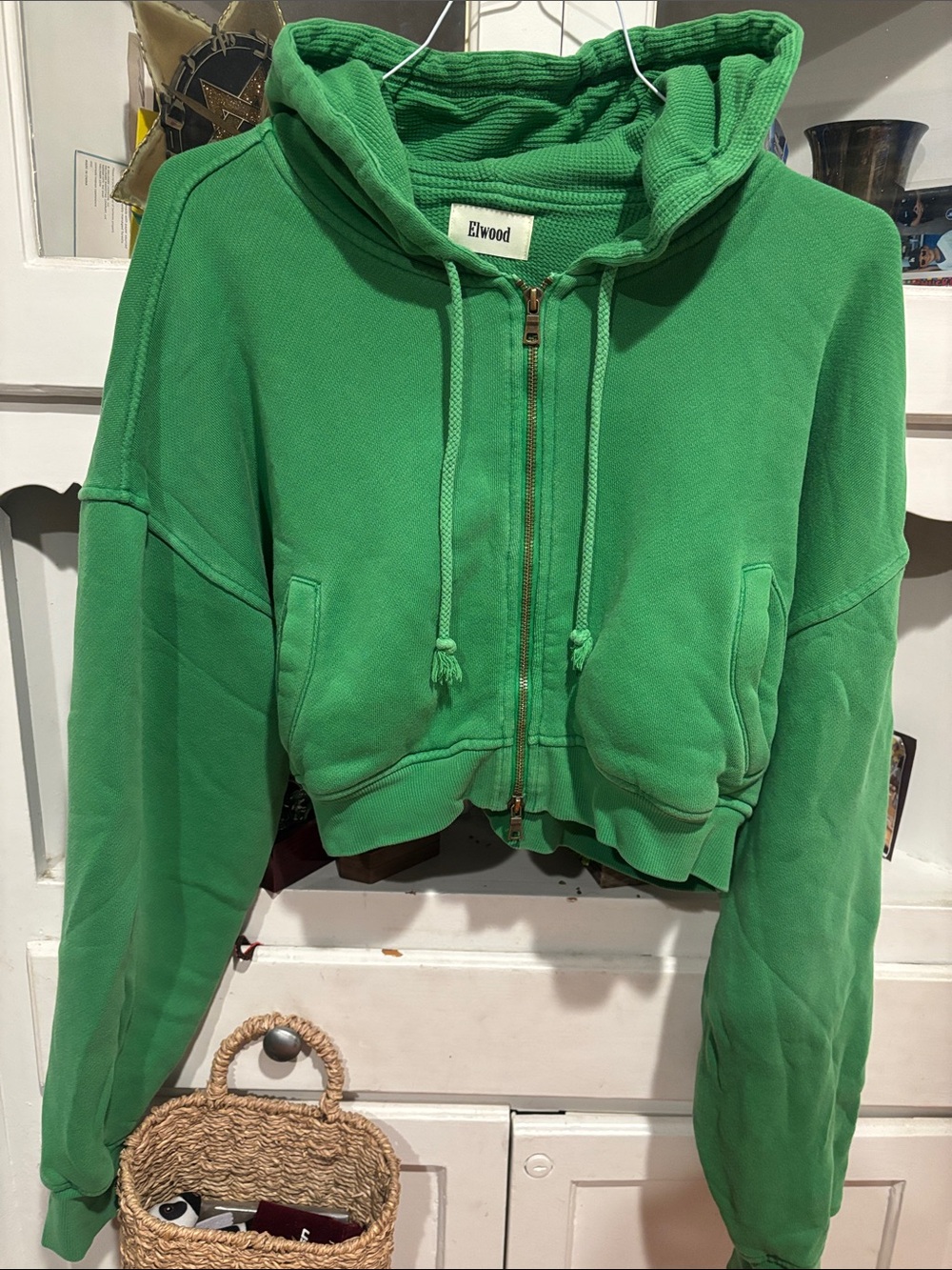 Elwood cropped green zip up hoodie